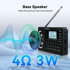Retekess V115P Shortwave Radio,Portable AM FM WB Radio,TF/AUX,Recording For Gift