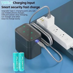 Rechargeable Lithium Batteries 1.5V 3400mWh AA 8-Pack with Fast Charger