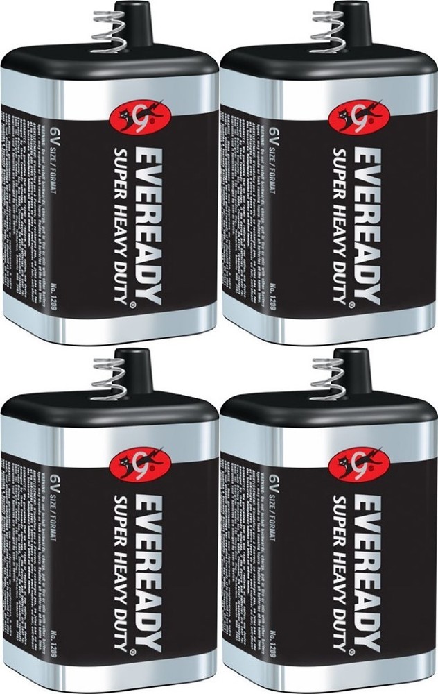 4 Eveready 1209 Zinc-Carbon Super Heavy Duty Lantern 6 Volts Batteries