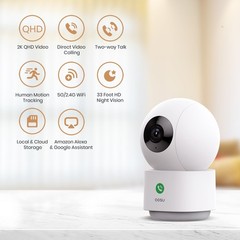 Aosu 2K Security Camera Indoor Smart Motion Tracking,works with Alexa 2 Pack