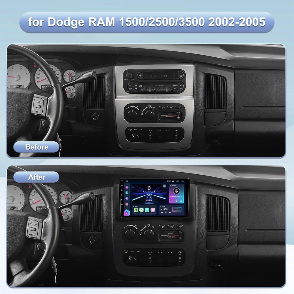 Carplay Radio For 2002-2005 Dodge Ram FM RDS Stereo Head Unit Backup Camera