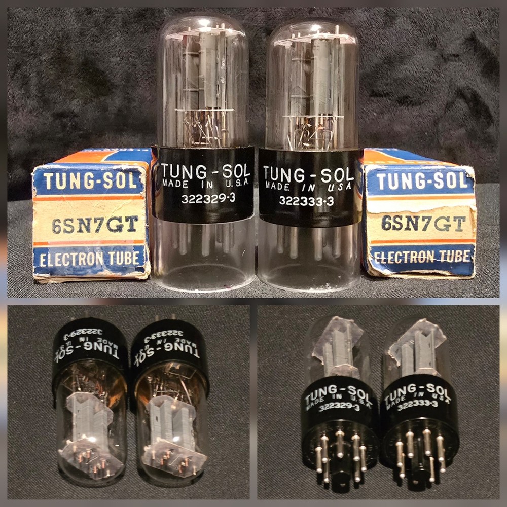 TUNG-SOL 6SN7 GT TUBE 1953 BOXED GRAY PLATES MATCHED SET NIB