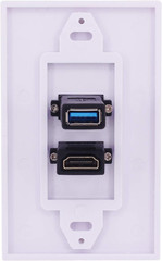 HDMI USB 3.0 Wall Plate, 1 Port HDMI Female + 1 Port USB Female Video Component