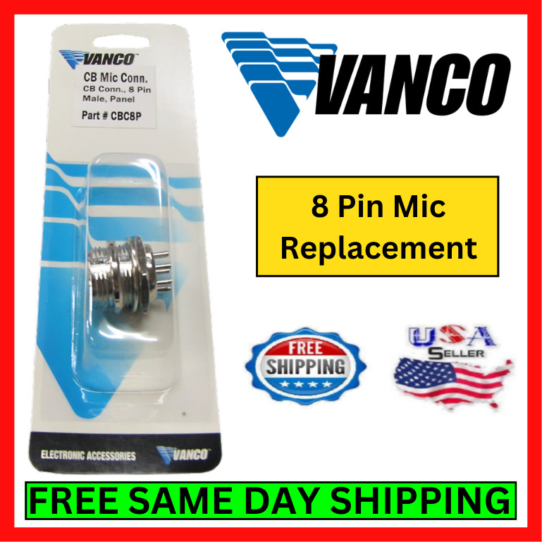 Vanco CBC8P CB Radio Microphone 8 Pin Male Panel Jack Replacement Connector Kit