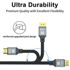 jojobnj 8K HDMI Cable 3 FT, 48Gbps 8K@60Hz 4K@120Hz, HDCP 2.2 & 3 Silver