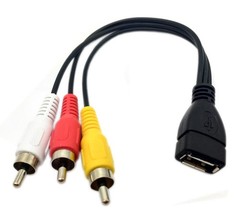 Usb To 3 Rca Cable 8 Inch Usb 2.0 A Female To 3rca Male Audio Video Capture Card