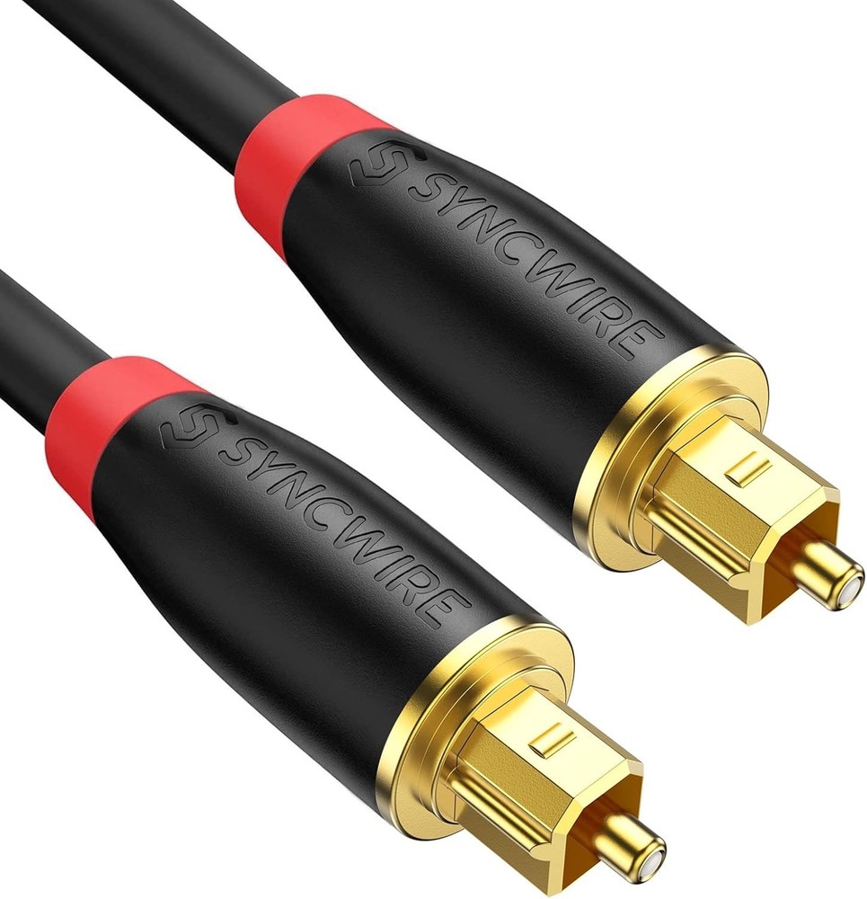 3.3 FT Heavy Duty Optical Digital Audio Cable Male to Male Fiber 24K Gold-Plated