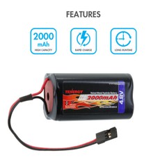 Tenergy NiMH 4.8V or 6V 2000mAh RC Receiver Battery Packs With Hitec Connector