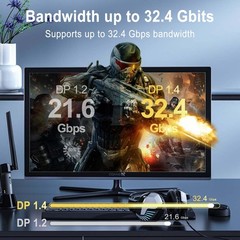 DisplayPort 3.3FT Ultra Slim Thin 8K 4K DP Cable 1.4 8K@60Hz 4K@144Hz Monitor