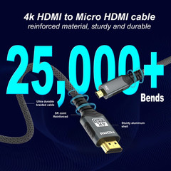 4K 60Hz Mini HDMI to HDMI Cable 1-10ft High Speed Compatible with DSLR Cameras