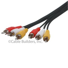 6FT COMPOSITE RCA AUDIO VIDEO CABLE YELLOW WHITE RED 6′ CORD for DVD VCR TV CAM