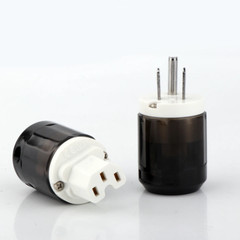 Pair Gold/Rhodium Plated US AC Audio Mains Plug IEC C15 HiFi Power Wire Connetor