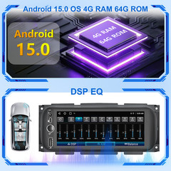 For 2003-2006 Jeep Wrangler TJ CarPlay Car Radio Stereo GPS Android 15 W/CAM 64G