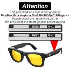 4Pcs Polarized Clip for Ray-Ban Meta Wayfarer Regular, 4Pcs, Matte Black Frame