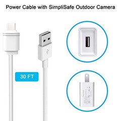 25ft Weatherproof Micro-USB Charging Cable for SimpliSafe Outdoor Cam