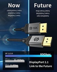 DisplayPort 2.1 Cable DP 2.0 Cable 10FT 16K@60Hz 10K@60Hz 8K@120Hz 4K@240Hz 1…