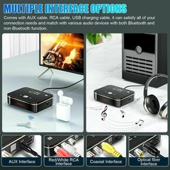 NFC Bluetooth 5.0 Transmitter Receiver Wireless 3.5mm AUX to 2RCA Audio Adapter