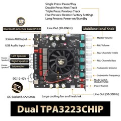 X400HS 2.1 Channel Bluetooth 5.0 Amplifier Board, TPA3223 Chip 200W+200W+400W…