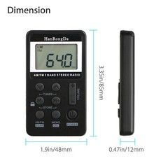 Portable Pocket LCD Digital AM FM Radio Stereo Receiver Rechargeable w/earphone