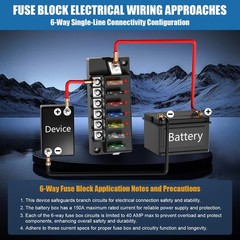 12V/24V 6-Circuit Waterproof Marine Fuse Box with LED Indicator, ATO Blade Fu…