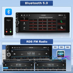 Single Din Car Stereo Wireless Apple CarPlay GPS 6.9 touchscreen Bluetooth Radio