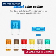 Nilight 120Pcs Blade Fuses Assortment 5, 7.5, 10, 15, 20, 25, 30 AMP Regular Min