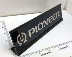 Pioneer Logo Desk Sign – Custom Black & Silver Aluminum