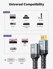 8K HDMI Extender 2-Pack – Ultra High Speed, 1FT, Braided, Compatible with PS5…