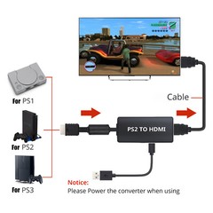 PS2 to HDMI Video Converter Adapter HD 1080P for PlayStation 1/2/3 HDTV Monitor