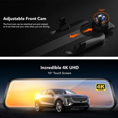 10in Dual Lens Car DVR Mirror Dash Cam Recorder Rear View Camera Parking Monitor