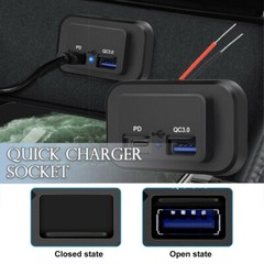 12-24V 4.8A Dual USB PD QC3.0 Car Boat RV Charger Socket LED Power Outlet lot