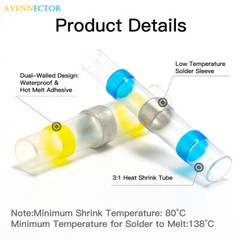 400PCS Waterproof Solder Seal Sleeve Heat Shrink Butt Wire Connectors Terminals
