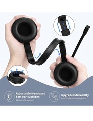 Over-Ear Gaming Headphone with Microphone Computer Wired Headset Black Plug In