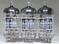 Matched Trio GE Five Star 5751/12AX7/ECC83 Triple Mica O-Getter USA Very Strong