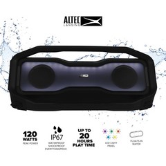 Altec Lansing Black Waterproof Bluetooth Speakers with 20 Hours Battery Life
