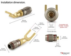 FanLock Excel Series 24k Gold Plated Spade Connector Banana Plug 10 AWG 18 A…