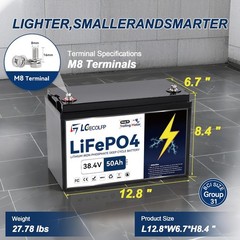 36V LiFePO4 50Ah Lithium Battery for Trolling Motor RV Marine Solar System 50A