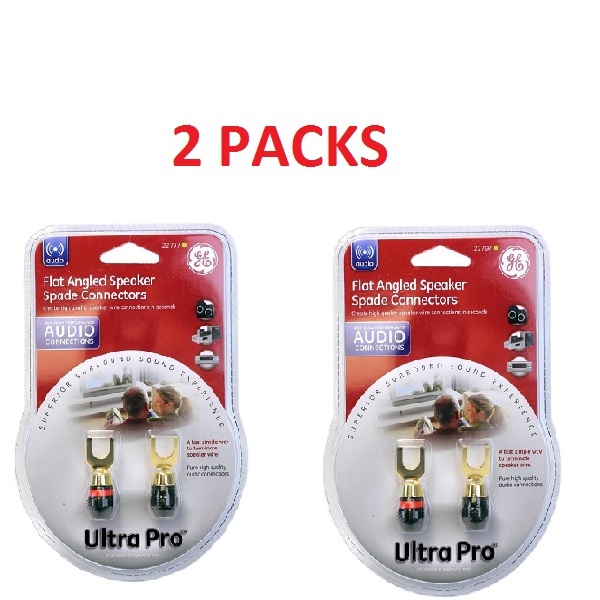 2 PACKS Ultra Pro Flat Angled Speaker Spade Connectors FOR MONSTER CABLE WIRE