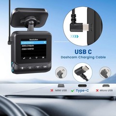 EWAY USB C Dash Cam Power Cord (9.8FT/3M), USB-A 2.0 to 90 Degree Type-C…