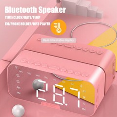 Wireless Bluetooth Speaker Alarm Clock MP3 Player FM Radio Phone Holder Stand US