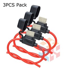3 Pack 14 Gauge Mini ATC 25A Fuse Holder In-Line AWG Wire Copper 12 Volt Blade