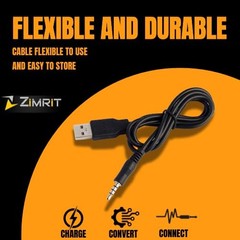 ZIMRIT 3.5mm Aux to USB Adapter Cable – 3ft 2.0 Male 3, Black