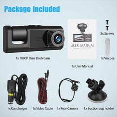 Dash Cam HD WIFI Car Dual Lens Front/Rear/Inside Video Recorder Camera G-sensor
