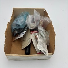 Junk Drawer Mixed Lot Vtg Electronics Probe, Drill, Sealant, Batteries etc