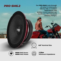 DS18 PRO-SM6.2 6.5″ Slim Motorcycle Midrange Speaker 400W 2 Ohms Water resistant