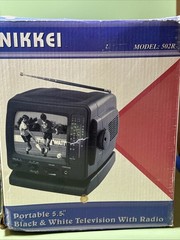 Portable Nikkei 5.5 In Black & White Television With Radio