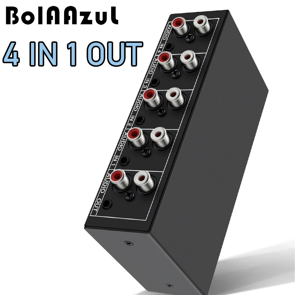 Stereo 3.5mm Aux L/R RCA Audio Switch 4 In 1 Out Analog Audio Switcher Selector