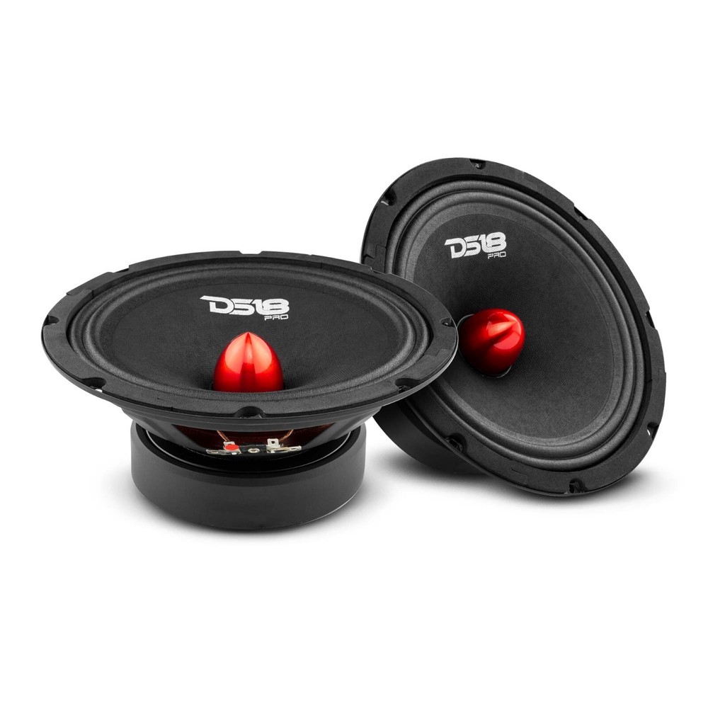 DS18 PRO-GM8.4B Car Speaker 8″ Midrange Red Aluminum Bullet 580W Max 4 Ohm 2pack