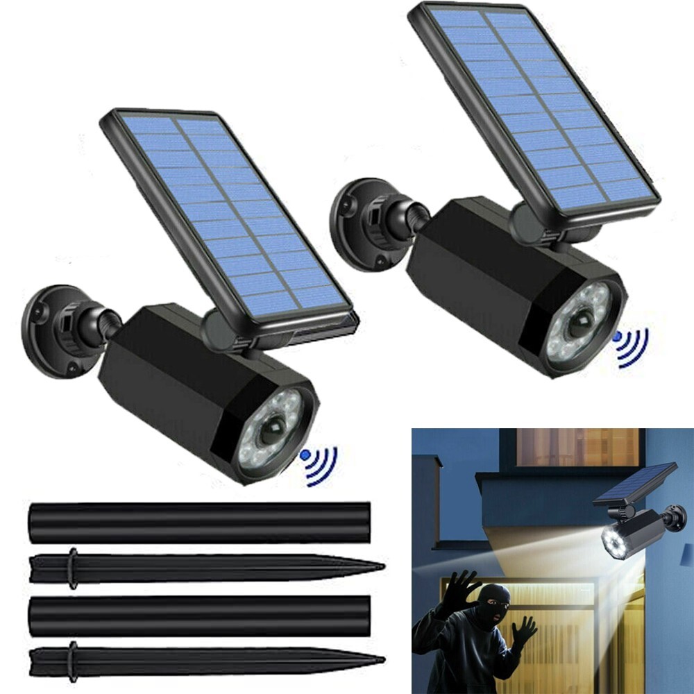 2PCS Solar Powered Motion Security Spotlight Light Outdoor Waterproof Rotatable