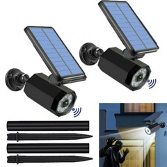 2PCS Solar Powered Motion Security Spotlight Light Outdoor Waterproof Rotatable